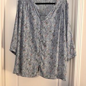 Rose & Olive Blue Floral Blouse